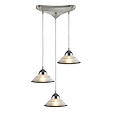 Refraction 3 Light Pendant Light in Polished Chrome w/ Etched Clear Glass