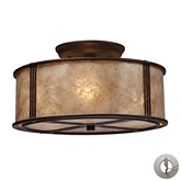 Barringer 3 Light Semi Flush Ceiling Light in Aged Bronze w/ Tan Mica Shade