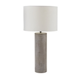 Cubix Round Desk Lamp in Natural Concrete w/ Off White Shade