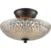 Sweetwater 2 Light Semi Flush in Oil Rubbed Bronze w/ Clear Crystal Glass