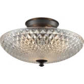 Sweetwater 3 Light Semi Flush in Oil Rubbed Bronze w/ Clear Crystal Glass