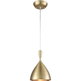 Spun Aluminum 1 Light Ceiling Pendant in French Brass