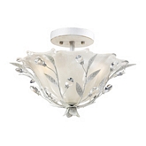Circeo 2 Light Semi Flush Mount Light in Antique White w/ Crystal Droplets
