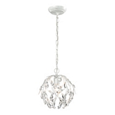 Circeo 1 Light Mini Pendant Light in Antique White & Crystal Droplets