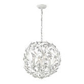 Circeo 4 Light Pendant Light in Antique White w/ Crystal Droplets