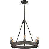 Lewisburg 6 Light Chandelier in Malted Rust Solid Iron Ring