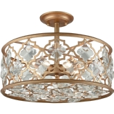 Armand 4 Light Semi Flushmount Ceiling Light in Matte Gold w/ Clear Crystal