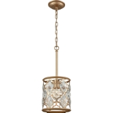Armand 1 Light Ceiling Pendant in Matte Gold w/ Clear Crystal