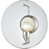 Disco 1 Light Wall Sconce in Polished Nickel w/ Clear Acrylic Panel