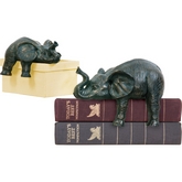 Set of 2 Sprawling Elephants Statue