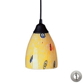 Classico 1 Light Ceiling Pendant Light in Dark Rust & Yellow Blaze Glass