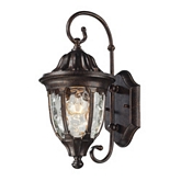 Glendale 1 Light Outdoor Sconce in Regal Bronze w/ Textured Glass