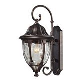 Glendale 1 Light Outdoor Sconce in Regal Bronze w/ Textured Glass
