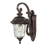 Lafayette 1 Light Outdoor Sconce in Regal Bronze w/ Clear Textured Glass