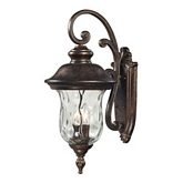 Lafayette 3 Light Outdoor Sconce in Regal Bronze w/ Clear Textured Glass