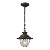 Searsport 1 Light Outdoor Pendant Light in Weathered Charcoal w/ Water Glass Diffuser