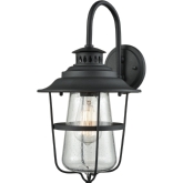 San Mateo 1 Light Outdoor Wall Sconce in Textured Black w/ Clear Seedy Glass