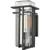 Croftwell 1 Light Outdoor Wall Sconce in Textured Matte Black w/ Clear Glass