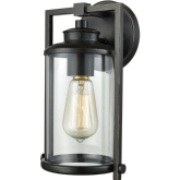 Frampton 1 Light Outdoor Wall Sconce in Aged Bronze w/ Clear Glass