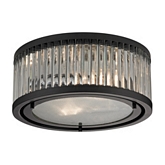 Linden 2 Light Flush Mount Light in Oil Rubbed Bronze w/ Frosted Glass