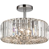 Clearview 3 Light Semi Flush Ceiling Light in Polished Chrome & Cut Crystals