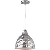 Hammersmith 1 Light Pendant Light in Free Form Hammered Polished Chrome