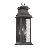Forged Provincial 3 Light Outdoor Sconce in Charcoal w/ Textured Clear Glass