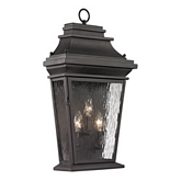 Forged Provincial 3 Light Outdoor Sconce in Charcoal w/ Textured Clear Glass