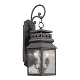 Forged Lancaster 2 Light Outdoor Sconce in Charcoal w/ Textured Clear Glass