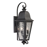 Forged Brookridge 2 Light Outdoor Sconce in Charcoal w/ Textured Clear Glass