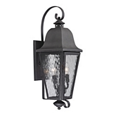 Forged Brookridge 3 Light Outdoor Sconce in Charcoal w/ Textured Clear Glass