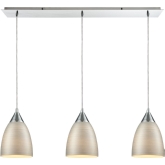 Merida 3 Light Linear Pan Ceiling Pendant in Polished Chrome w/ Silver Linen Glass