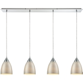 Merida 4 Light Linear Pan Ceiling Pendant in Polished Chrome w/ Silver Linen Glass
