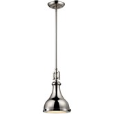 Rutherford 1 Light Pendant Light in Polished Nickel