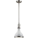 Rutherford 1 Light Pendant Light in Gloss White w/ Polished Nickel