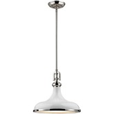 Rutherford 1 Light Pendant Light in Gloss White w/ Polished Nickel