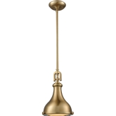 Rutherford 1 Light Ceiling Pendant in Satin Brass w/ Frosted Glass Diffuser