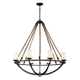 Natural Rope 8 Light Chandelier in Aged Bronze