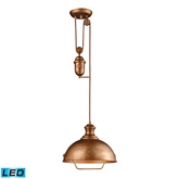 Farmhouse Bellwether Copper Pendant Light w/ Decorative Counterweight (LED)