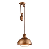 Farmhouse Bellwether Copper Pendant Light w/ Decorative Counterweight