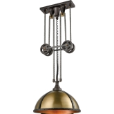 Torque 3 Light Pulldown Chandelier in Vintage Rust & Aged Brass