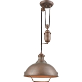 Farmhouse 1 Light Pulldown Ceiling Pendant in Tarnished Brass