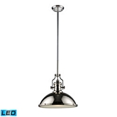 Chadwick 1 Light Pendant Light in Polished Nickel w/ White Glass (LED)