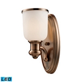 Brooksdale 1 Light Wall Sconce in Antique Copper w/ White Glass (LED)