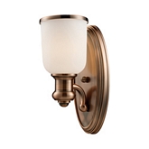 Brooksdale 1 Light Wall Sconce in Antique Copper w/ White Glass