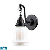 Quinton Parlor Oiled Bronze w/ White Glass Wall Sconce (LED)
