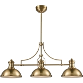 Chadwick 3 Light Island in Satin Brass w/ Frosted Glass Diffusers