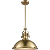 Chadwick 1 Light Ceiling Pendant in Satin Brass w/ Frosted Glass Diffuser