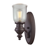 Chadwick 1 Light Wall Sconce in Oiled Bronze w/ Amber Glass