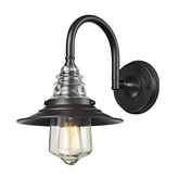 Insulator Glass 1 Light Wall Sconce in Oiled Bronze w/ Thick Clear Glass